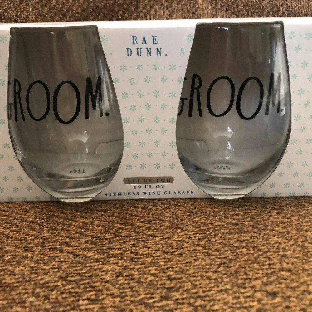 RAE DUNN Glasses 9oz Set of Two Wedding Engagement